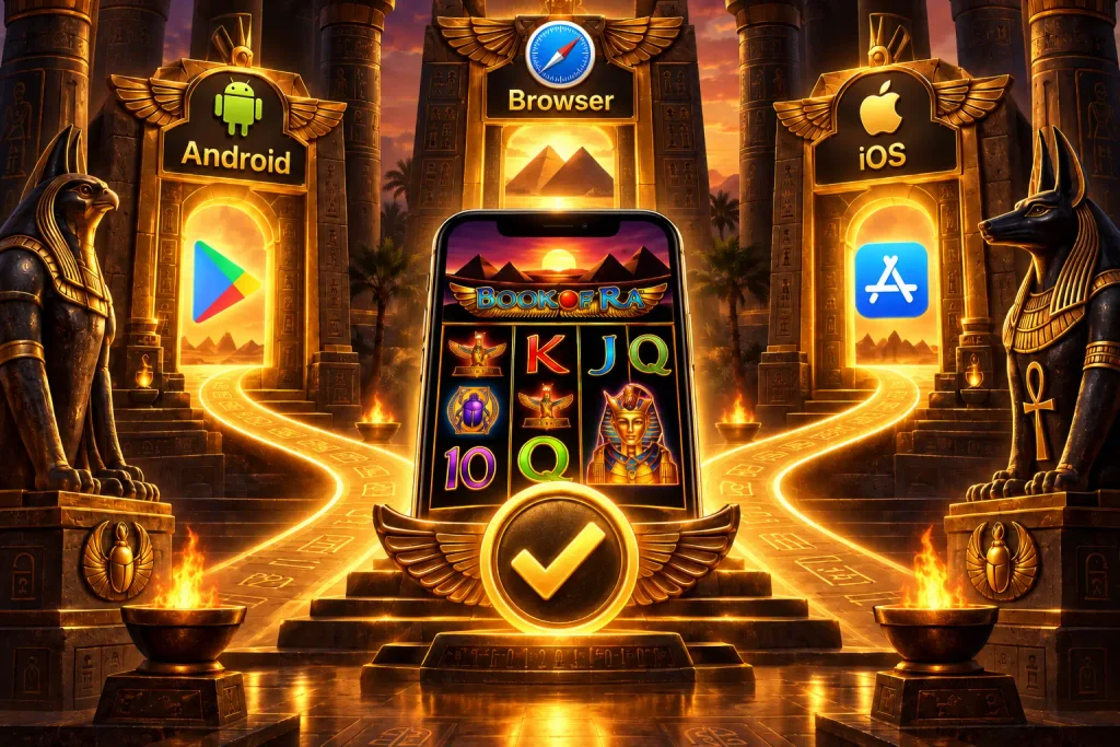 Book of Ra mobile access routes for app and browser